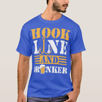 Camiseta Hook Line Y Bebe Pesca Graciosa Papá Pescador