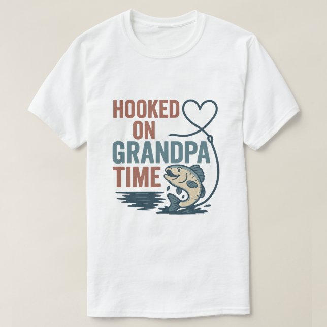 Camiseta Hooked on Grandpa Time Funny Fishing Design (Diseño del anverso)