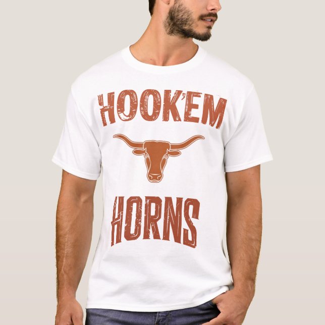 Camiseta Hook'em Horns - Texas Bull Head with Longhorn (Anverso)