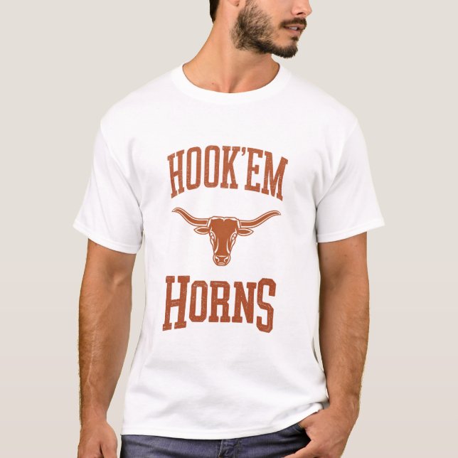 Camiseta Hook'em Horns - Texas Bull Head with Longhorns (Anverso)