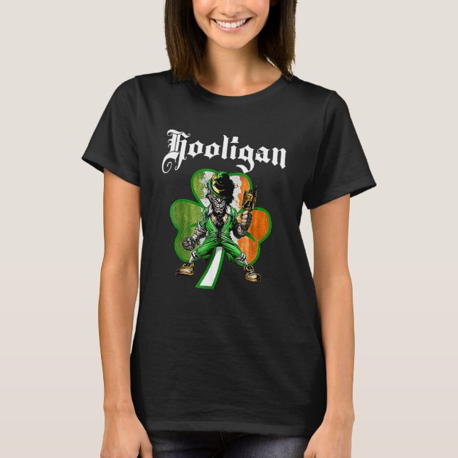Camiseta Hooligan Leprechau Leprechaun Shamrock St Patricks (Anverso)