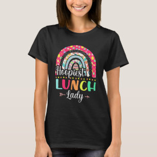 Camiseta Hoopiest Lunch Lady Polka Dot Boho Rainbow Happy E