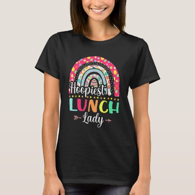 Camiseta Hoopiest Lunch Lady Polka Dot Boho Rainbow Happy E (Anverso)