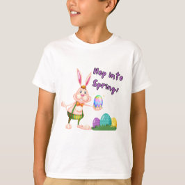 Camiseta Hop en el conejo de Pascua de primavera y huevos c