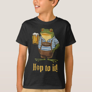 Camiseta Hop To It Lederhosen Frog Holding Beer Funny