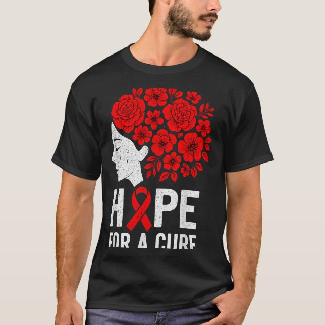 Camiseta Hope Aids Butterfly Red Ribbon Hiv Aids Awareness  (Anverso)