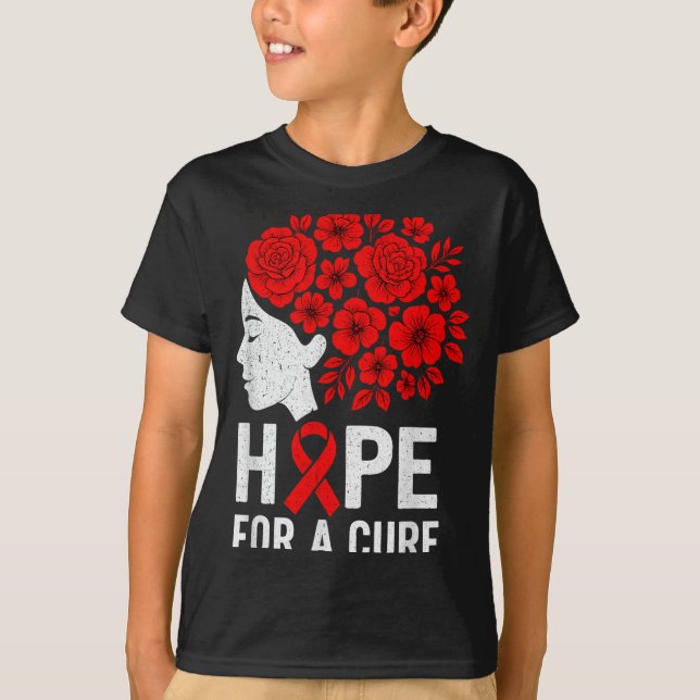 Camiseta Hope Aids Butterfly Red Ribbon Hiv Aids Awareness  (Anverso)