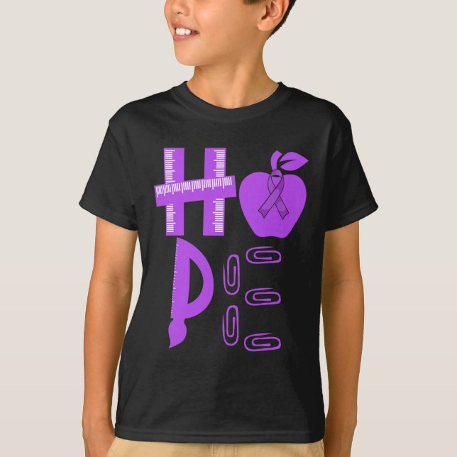 Camiseta Hope Epilepsy Awareness Purple Ribbon Teacher (Anverso)