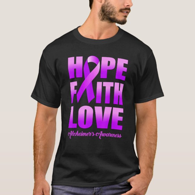 Camiseta Hope Faith ama la conciencia de Alzheimer (Anverso)
