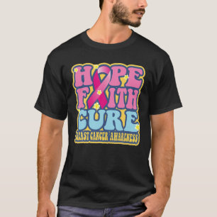 Camiseta Hope Faith Cure Vintage Pink Breve Cancer Awarene