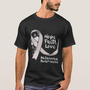 Camiseta Hope Faith Love Cancer Ribbon Melanoma Awareness