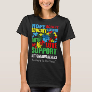 Camiseta Hope Faith Love Ribbon Autism Awareness Women