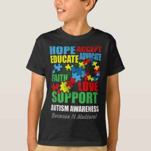 Camiseta Hope Faith Love Ribbon Autism Awareness Women