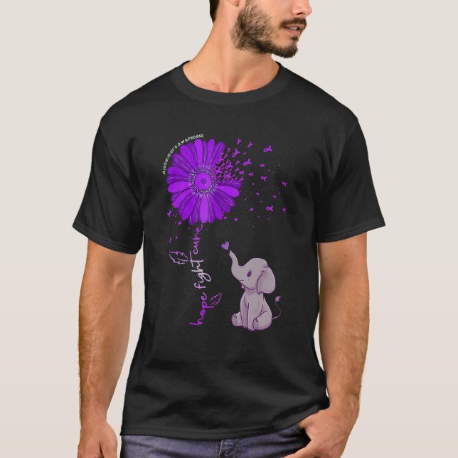 Camiseta Hope Fight Cure Alzheimer's Awareness Purple Flowe (Anverso)