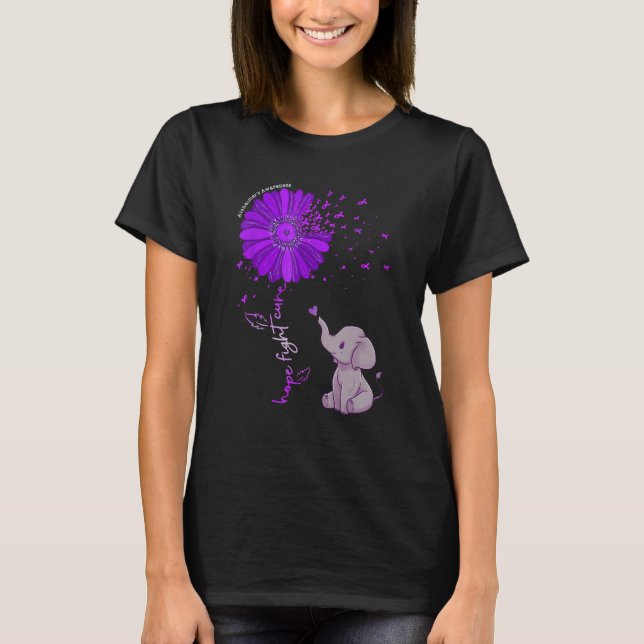 Camiseta Hope Fight Cure Alzheimer's Awareness Purple Flowe (Anverso)
