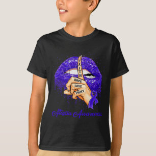 Camiseta Hope Love Fight Blue Ribbon Ataxia Awaration