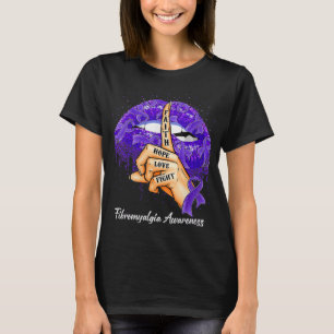 Camiseta Hope Love Fight Purple Ribbon Fibromialgia Awarene
