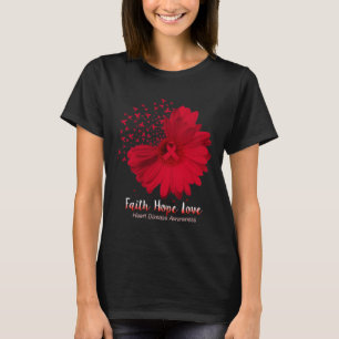 Camiseta Hope Love Heart Disease Awareness Sunflower
