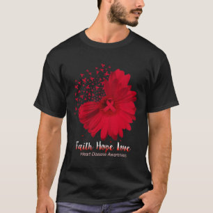 Camiseta Hope Love Heart Disease Awareness Sunflower