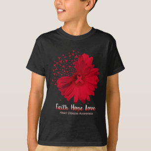 Camiseta Hope Love Heart Disease Awareness Sunflower