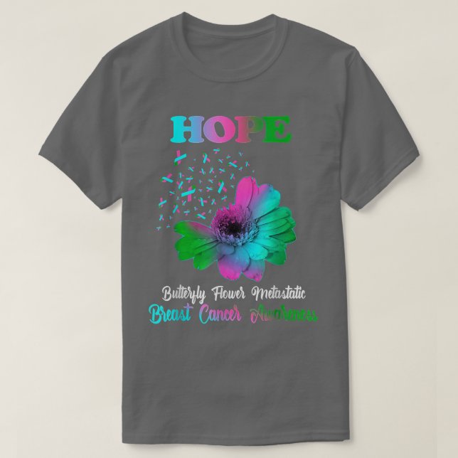 Camiseta HOPE Mariposa Flor Cáncer de Mama Metastásico Awa (Diseño del anverso)