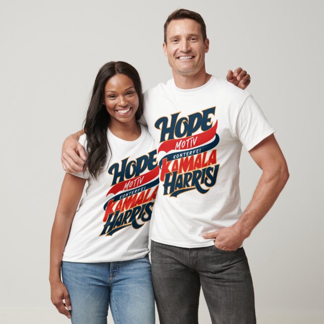 Camiseta HOPE Motiv KAMALA HARRIS Konterfei Blau Rot (Unisexo)