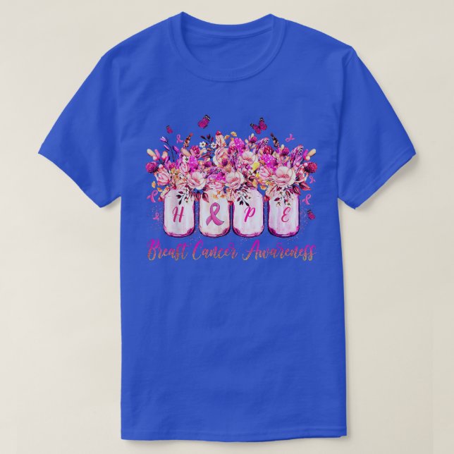Camiseta Hope Pink Ribbon Flower Jars Breast Cancer Awarene (Diseño del anverso)