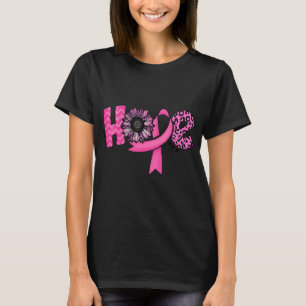 Camiseta Hope Pink Ribbon Leopard Sunflower Breast Cancer A
