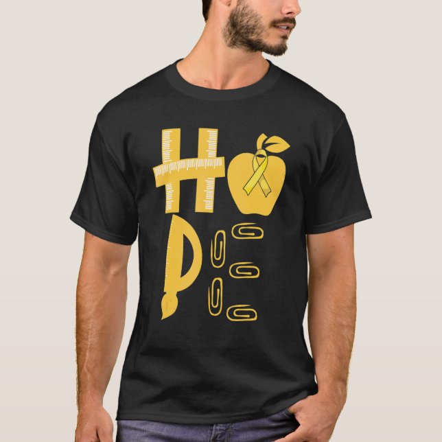 Camiseta Hope Spina Bifida Awareness Yellow Ribbon Teacher (Anverso)