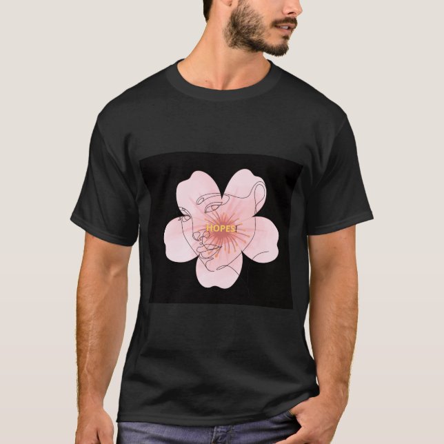 Camiseta HOPES! – portrait floral minimal (Anverso)