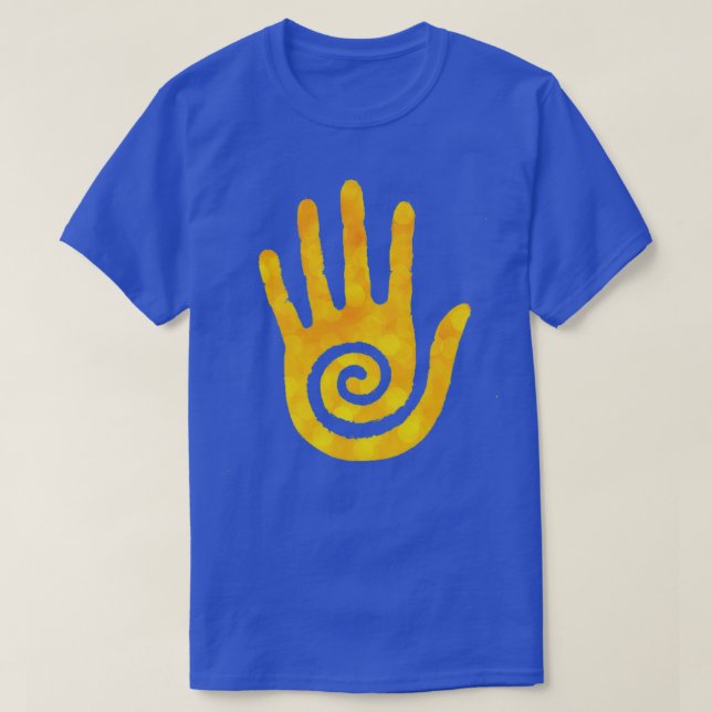 Camiseta Hopi Hand, Nativo Amarillo Americano (Diseño del anverso)