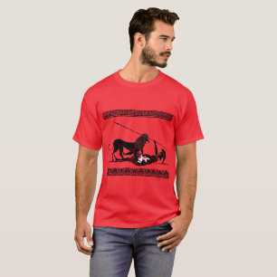 Camiseta Hoplit y león (negro en rojo)