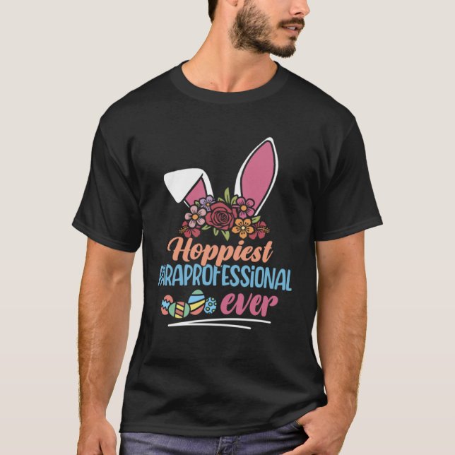 Camiseta Hoppiest Paraprofessional Ever Bunny Ear Red Plaid (Anverso)