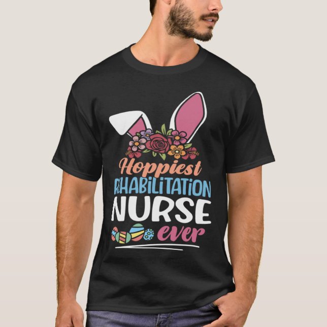 Camiseta Hoppiest Rehabilitation Nurse Ever Bunny Ear Red P (Anverso)