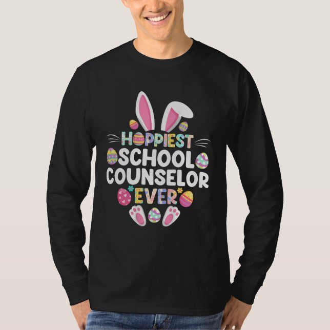 Camiseta Hoppiest School Counselor Ever  Happy Easter Day (Anverso)