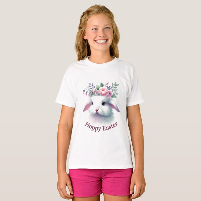 Camiseta "Hoppy Easter" para niños con cara de con (Anverso completo)
