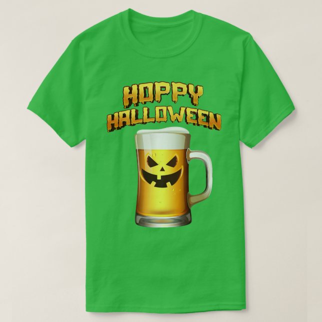Camiseta Hoppy Halloween Calabaza Face Beer Drinker (Diseño del anverso)