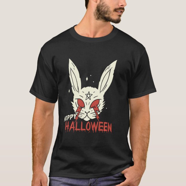 Camiseta Hoppy Halloween Happyhalloween Spooky Evil Bunny L (Anverso)