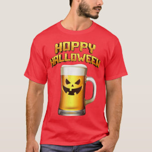 Camiseta Hoppy Halloween Pumpkin Face Beer Drinkers 1782