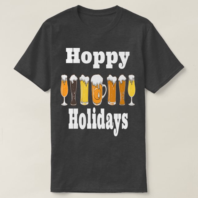 Camiseta Hoppy Holidays with Frothy Beer Glasses Design T (Diseño del anverso)
