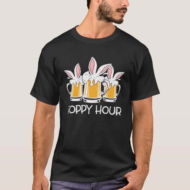 Camiseta Hoppy Hour Funny Easter Beer Pinta Bungalows Ears  (Anverso)