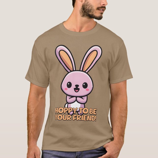 Camiseta Hoppy para ser tu amigo Cute Bunny Personalizado v (Anverso)