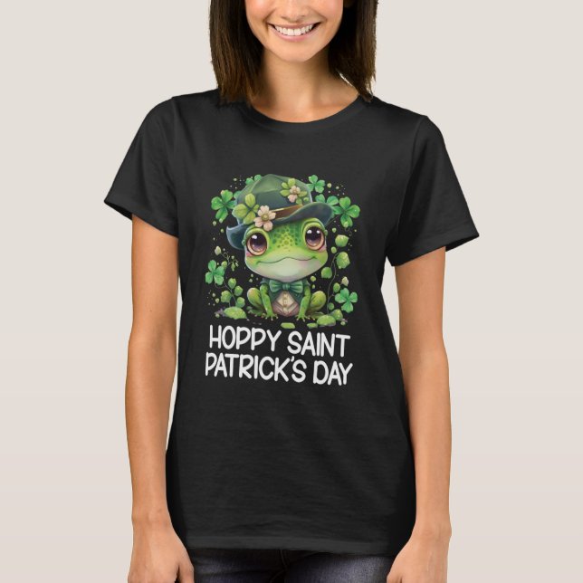 Camiseta Hoppy St Patrick's Day Cute Frog Leprechaun (Anverso)