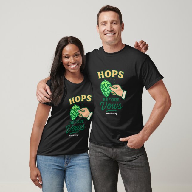 Camiseta  Hops Before Vows Funny Wedding Party Drinking  (Unisexo)