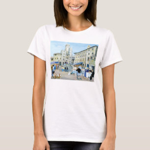 Camiseta Hora de comer en una plaza del mercado Toscana