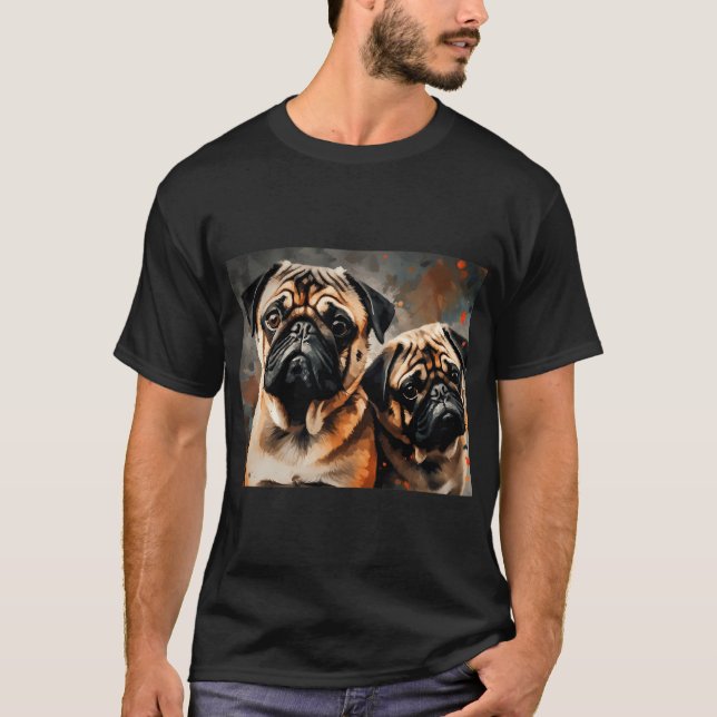 Camiseta Hora de comer snacks para Pug - Pugs enamorados Pi (Anverso)