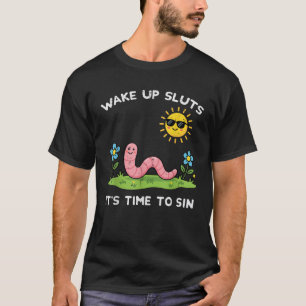 Camiseta Hora de despertar para pecar Gusano divertido Inap