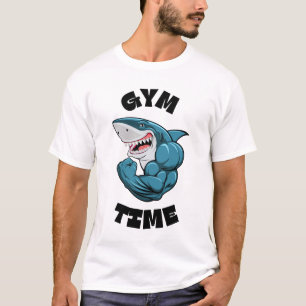 Camiseta Hora de Gimnasio Tiburón Flexionando - Divertido F