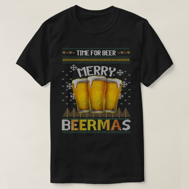 Camiseta Hora De La Cerveza Merry Beermas Navidades Gracios (Diseño del anverso)