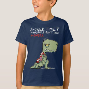 Camiseta Hora de la ducha Dinosaurio T-Rex divertido para n